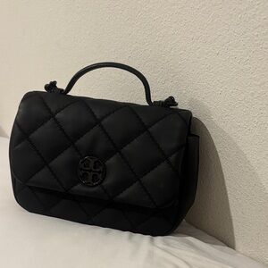 Tory Burch Black Quilted Top-Handle Satchel